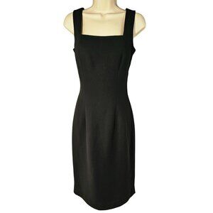 Andrea Polizzi Rex Lester 90s Black Crepe Open Back Sheath Dress Sz 8 Slvles LBD